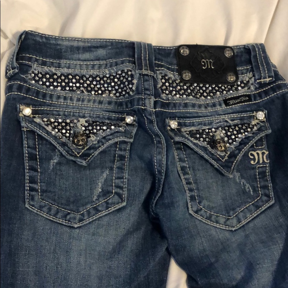 Miss Me Straight Cut Rhinestoned Jeans